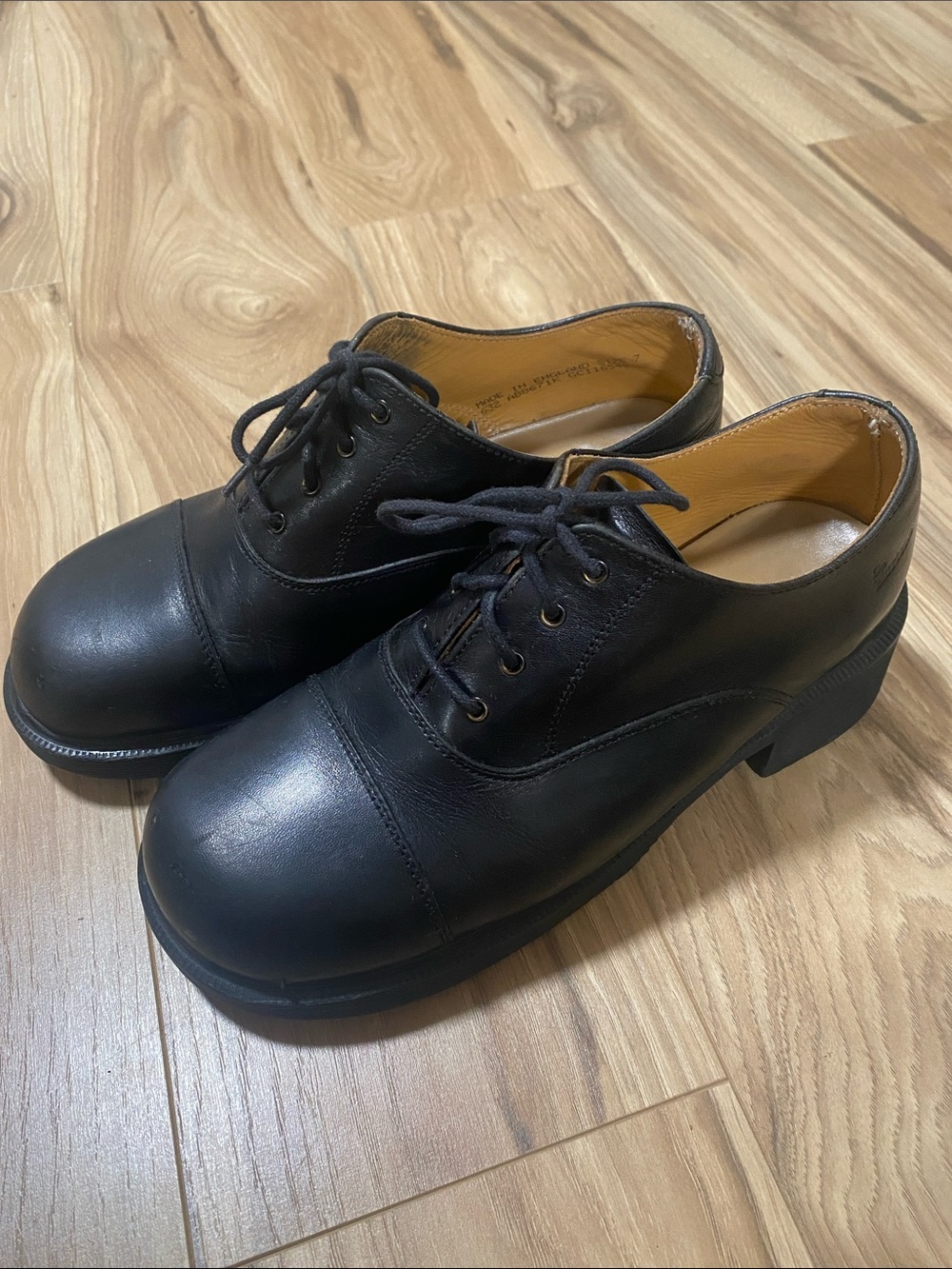Dr. Martens Black Leather Cap-Toe Lace-Up Oxfords MADE IN ENGLAND